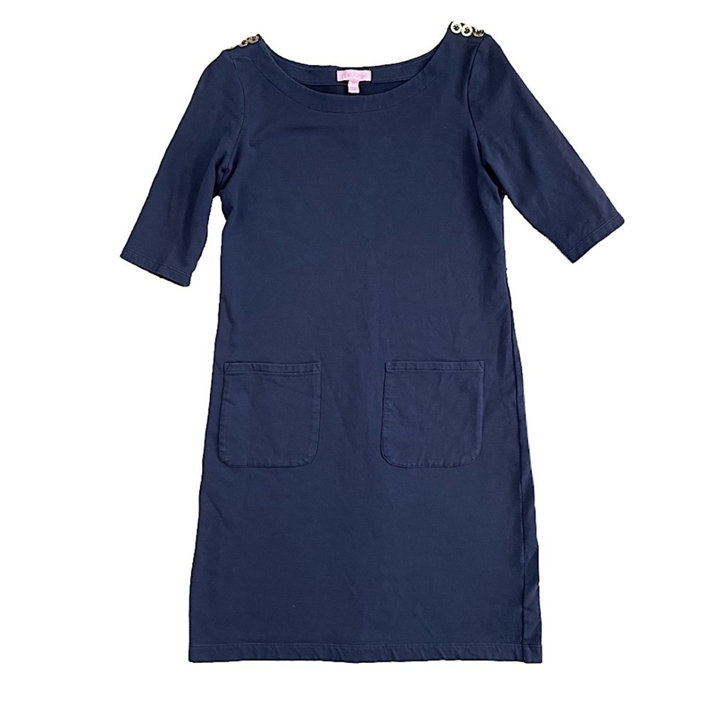 Lilly Pulitzer Navy Lilah Mini Stretch Shift Dress, XS